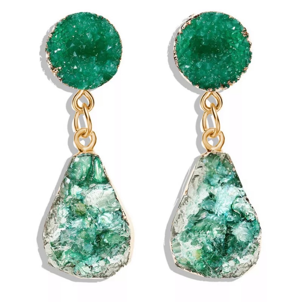 Crystal Druzy Drop Earrings - Picture 3 of 3